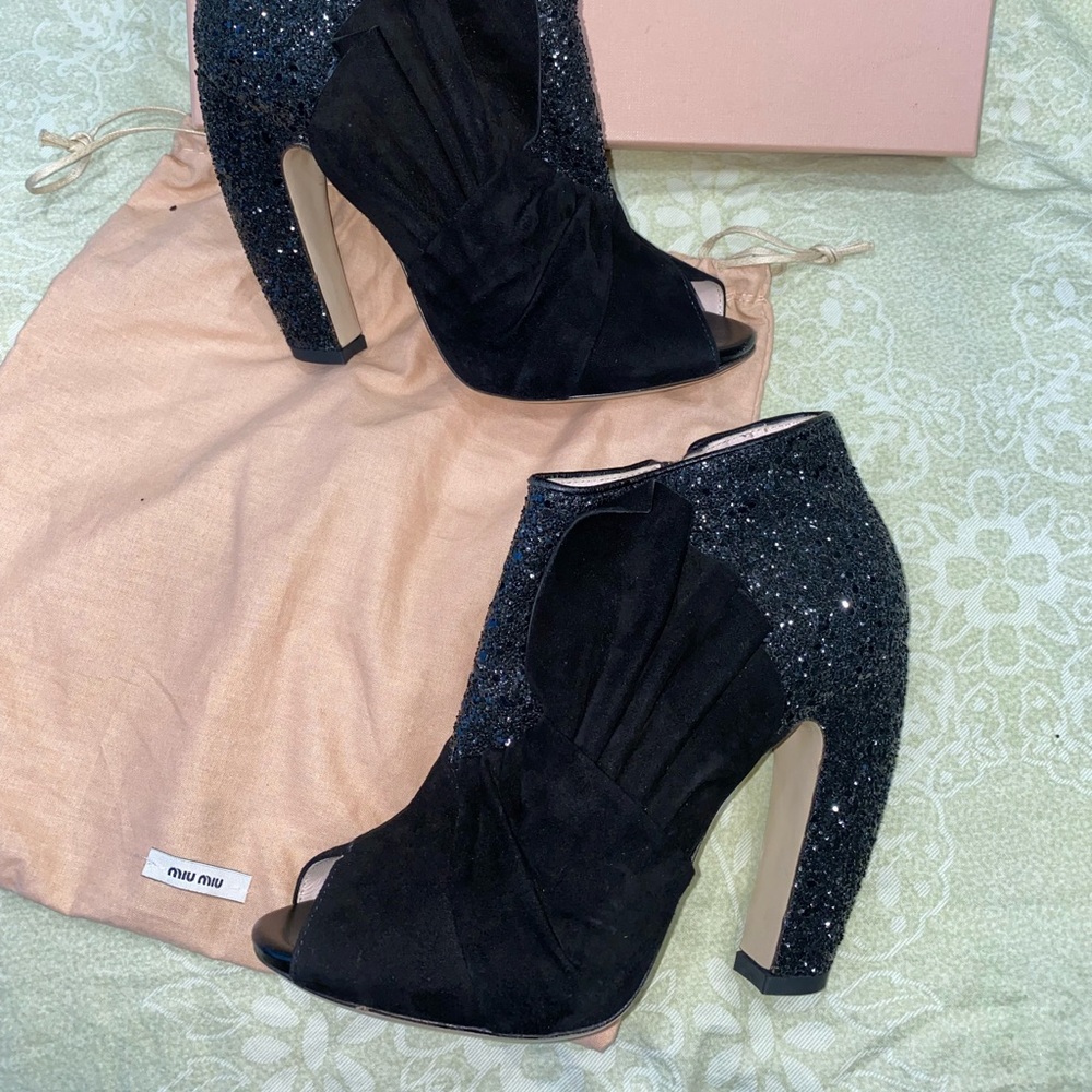 Miu Miu By Prada Runway Side Bow Glitter Curve Ba… - image 1